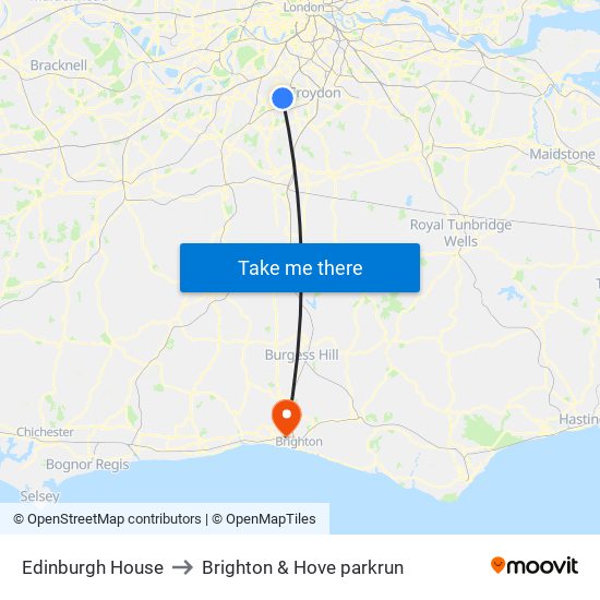 Edinburgh House to Brighton & Hove parkrun map