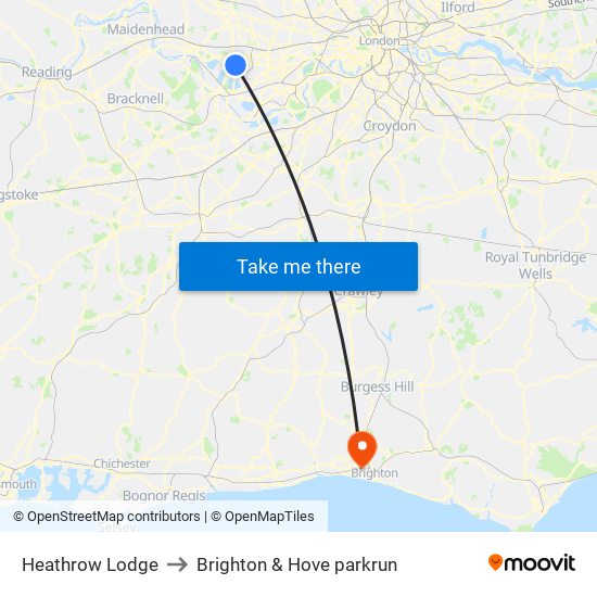 Heathrow Lodge to Brighton & Hove parkrun map