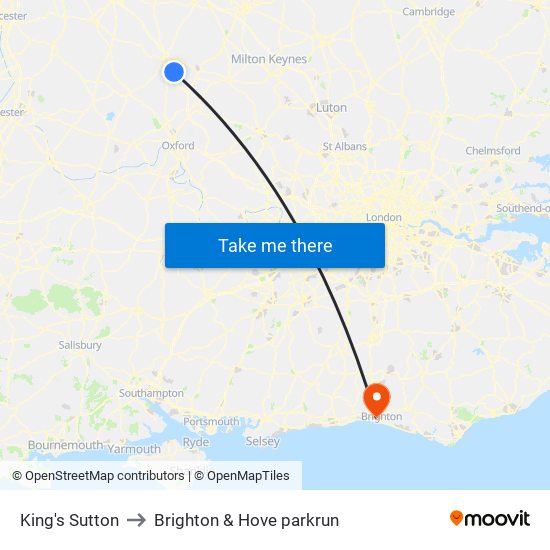 King's Sutton to Brighton & Hove parkrun map