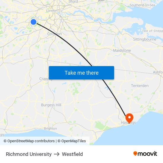 Richmond University to Westfield map