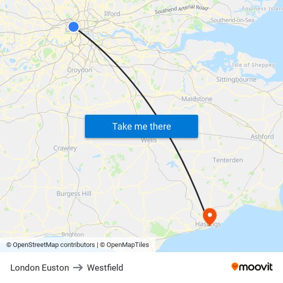 London Euston to Westfield map