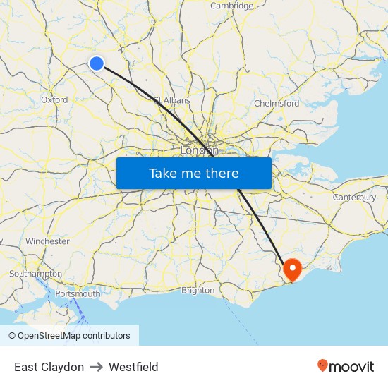 East Claydon to Westfield map