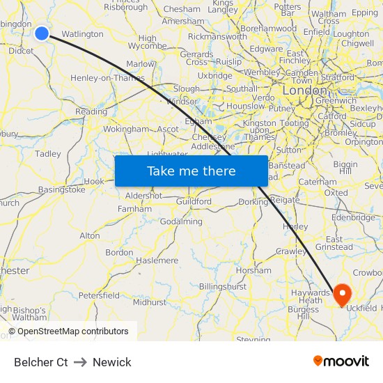 Belcher Ct to Newick map