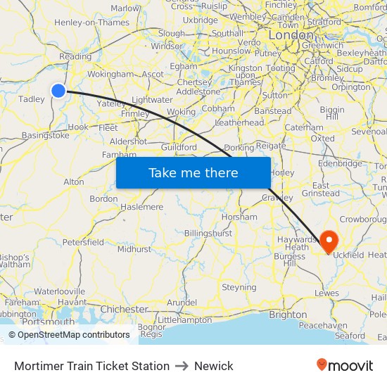 Mortimer Train Ticket Station to Newick map