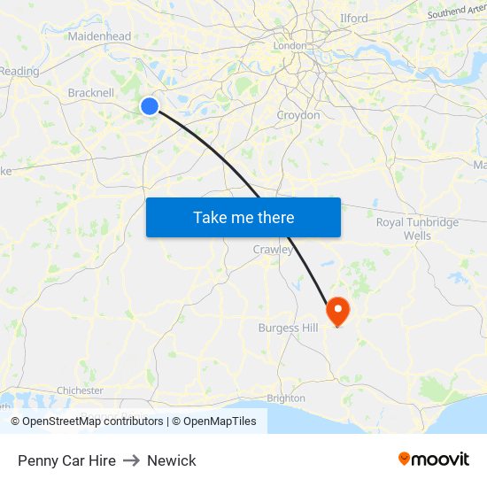 Penny Car Hire to Newick map