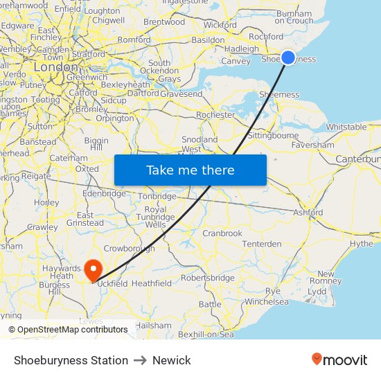 Train Station Parking to Newick map