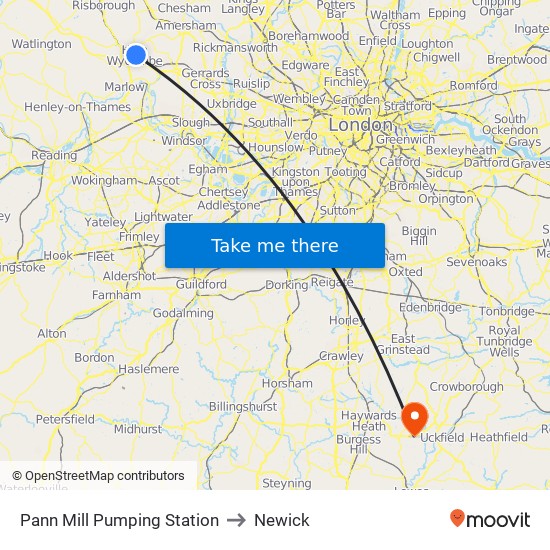 Pann Mill Pumping Station to Newick map