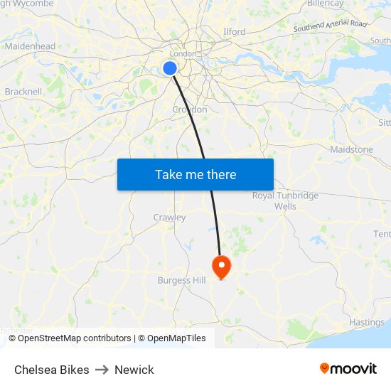 Chelsea Cycles to Newick map