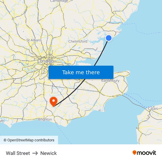 Wall Street to Newick map