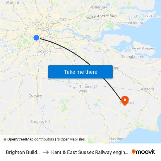 Brighton Buildings to Kent & East Sussex Railway engine sheds map