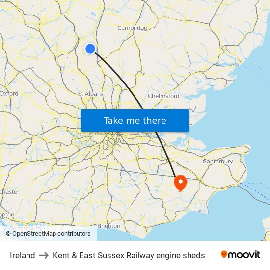 Ireland to Kent & East Sussex Railway engine sheds map