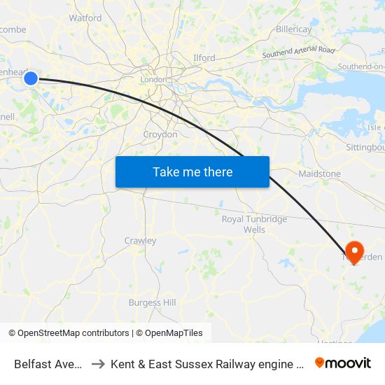 Belfast Avenue to Kent & East Sussex Railway engine sheds map