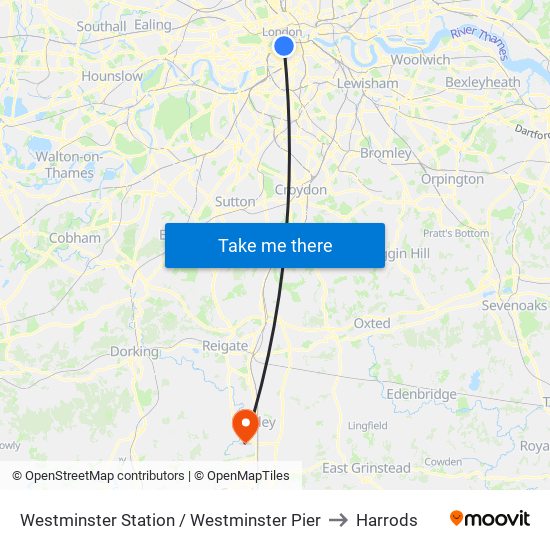 Westminster Station / Westminster Pier to Harrods map