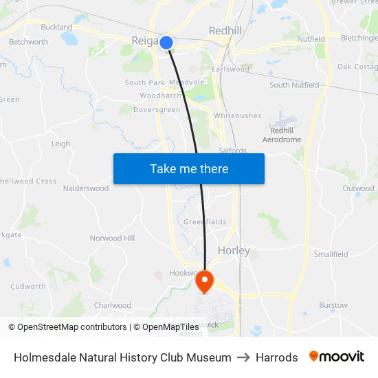 Holmesdale Natural History Club Museum to Harrods map