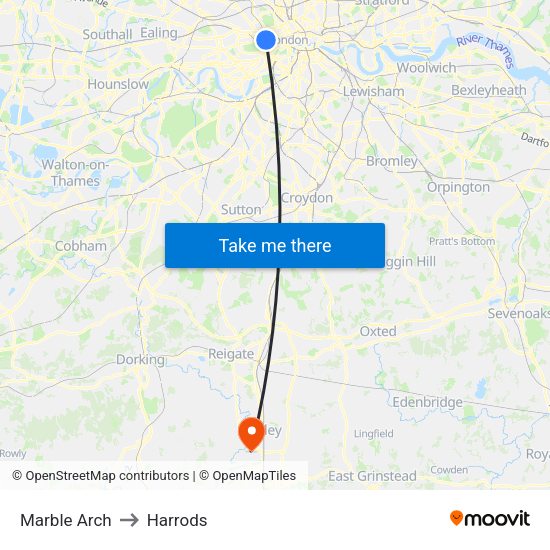 Marble Arch to Harrods map