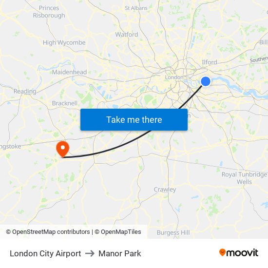 London City Airport to Manor Park map