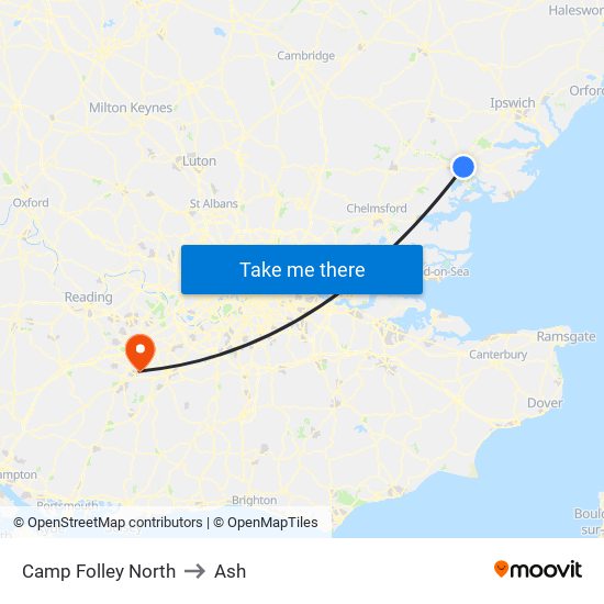Camp Folley North to Ash map