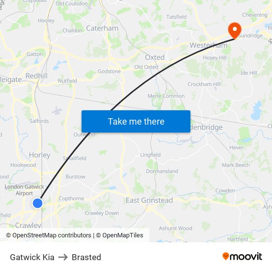 Gatwick Kia to Brasted map