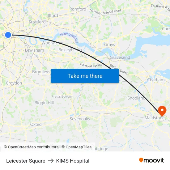 Leicester Square to KIMS Hospital map