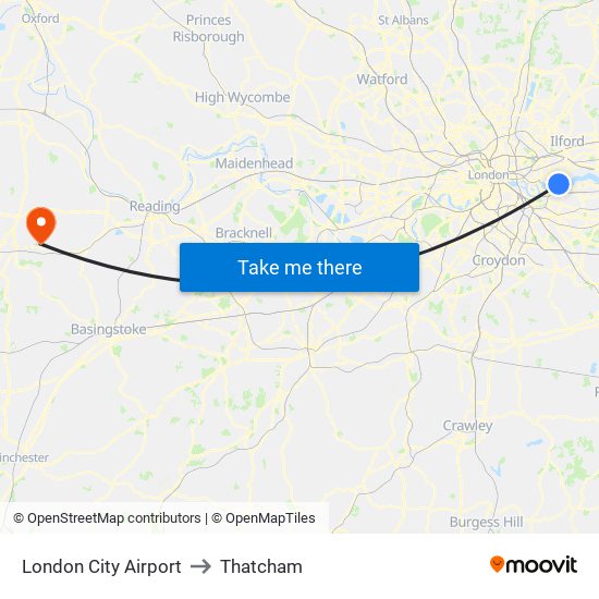 London City Airport to Thatcham map