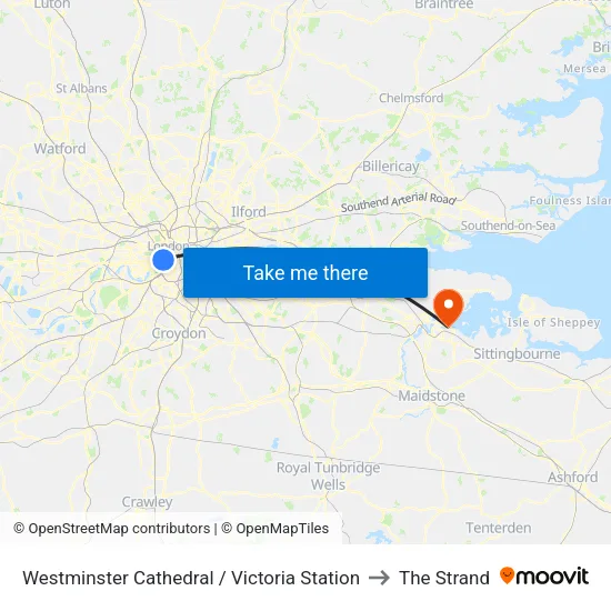Westminster Cathedral / Victoria Station to The Strand map