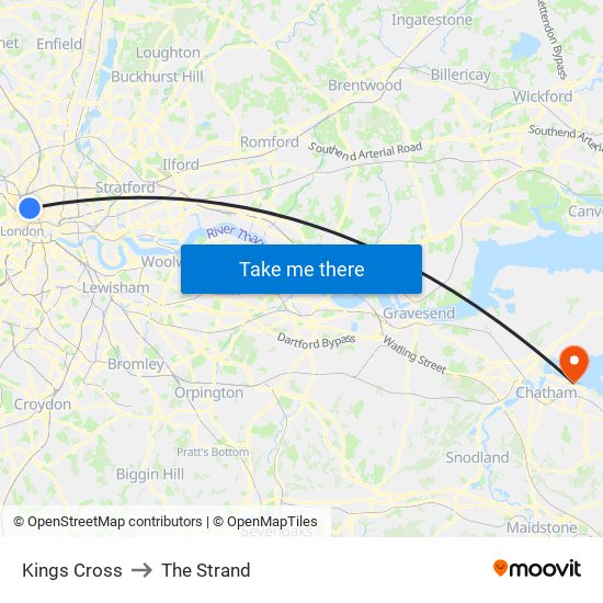 Kings Cross to The Strand map