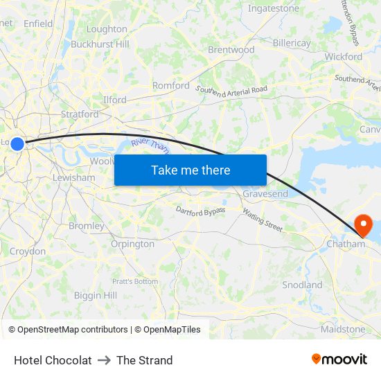 Hotel Chocolat to The Strand map