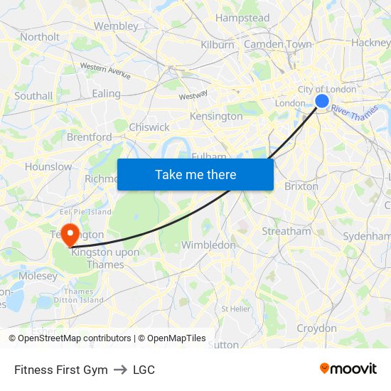 Fitness First Gym to LGC map