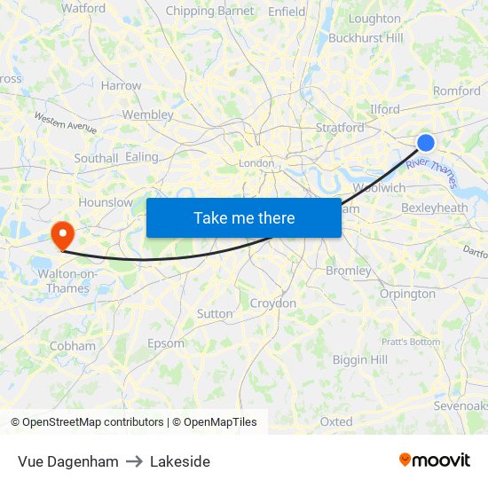 Vue Dagenham to Lakeside map