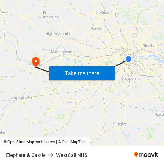 Elephant & Castle to WestCall NHS map