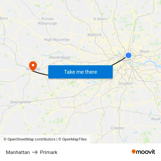 Manhattan to Primark map