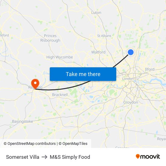 Somerset Villa to M&S Simply Food map