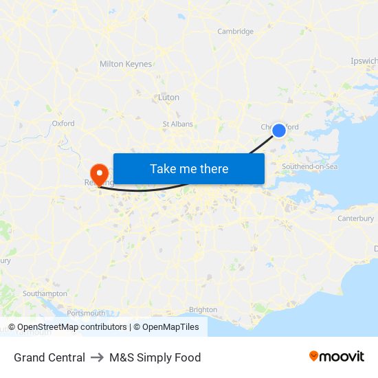 Grand Central to M&S Simply Food map