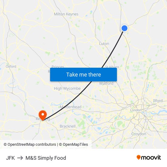 Jfk to M&S Simply Food map