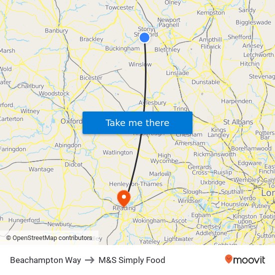 Beachampton Way to M&S Simply Food map