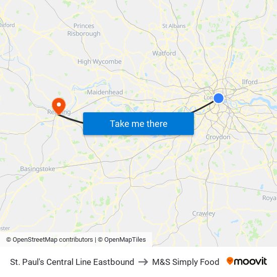 St. Paul's Central Line Eastbound to M&S Simply Food map