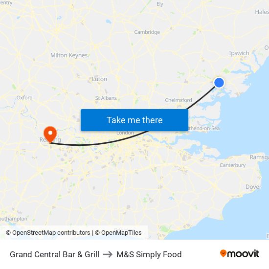 Grand Central Bar & Grill to M&S Simply Food map