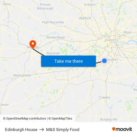 Edinburgh House to M&S Simply Food map