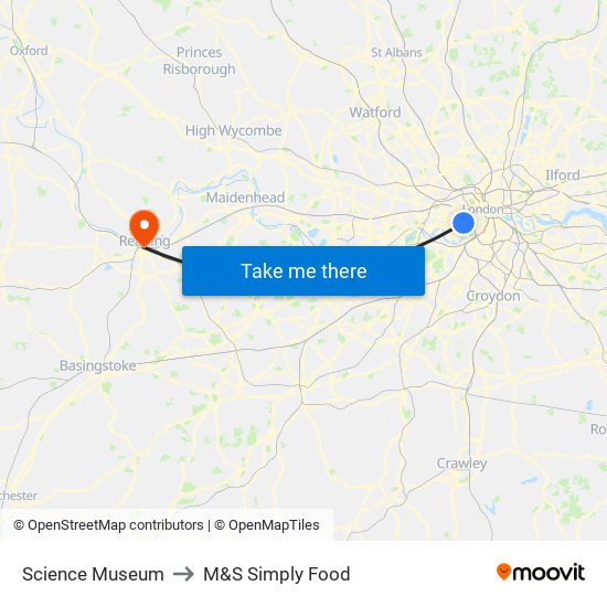 Science Museum to M&S Simply Food map