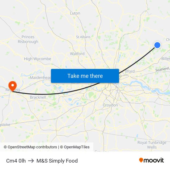 Cm4 0lh to M&S Simply Food map