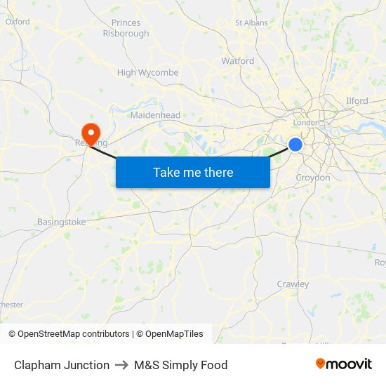 Clapham Junction to M&S Simply Food map