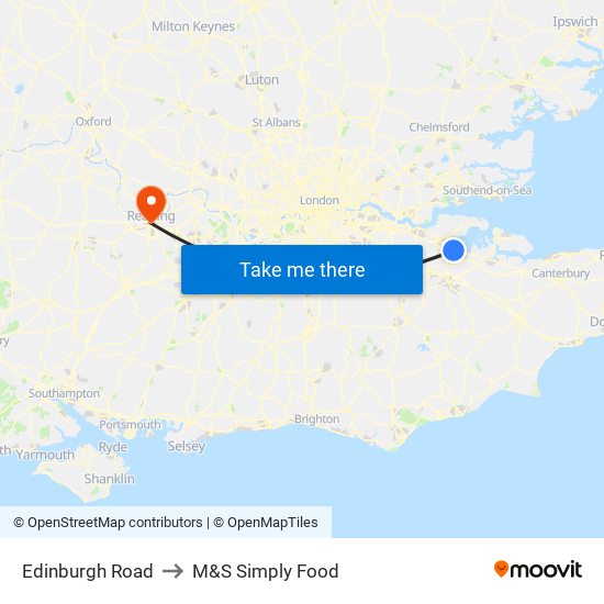 Edinburgh Road to M&S Simply Food map