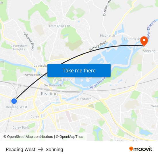 Reading West to Sonning map