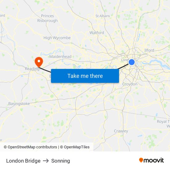 London Bridge to Sonning map