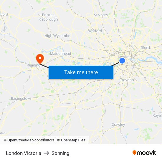 London Victoria to Sonning map