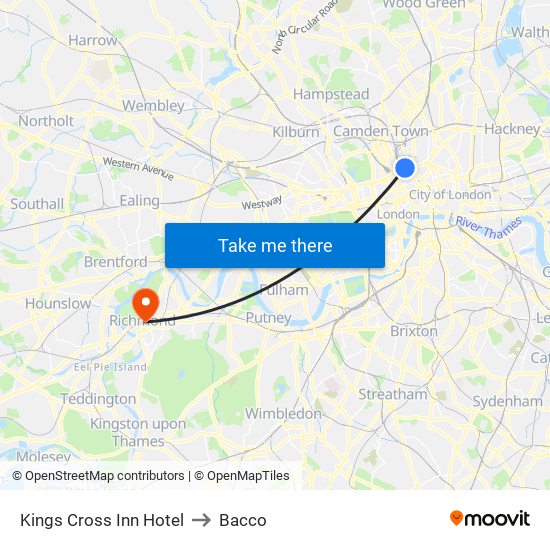 Kings Cross Inn Hotel to Bacco map