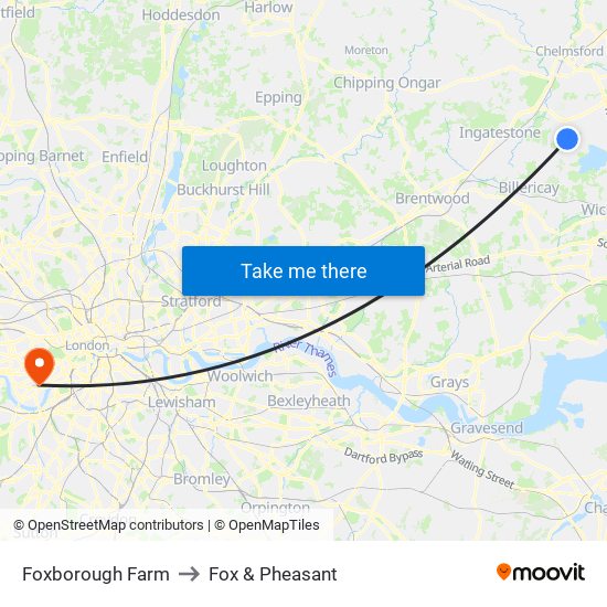 Foxborough Farm to Fox & Pheasant map