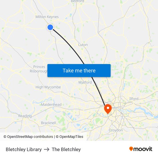 Bletchley Library to The Bletchley map