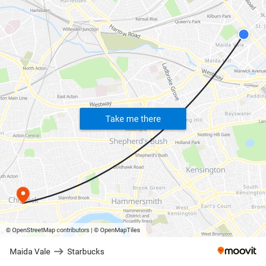 Maida Vale to Starbucks map