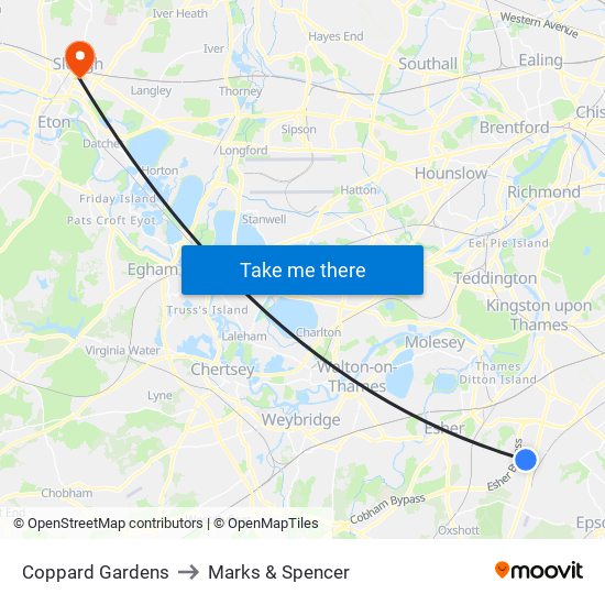 Coppard Gardens to Marks & Spencer map
